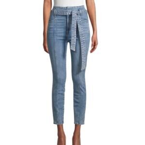 Alice + Olivia Belted High-Rise Skinny Ankle Jeans Sz 25